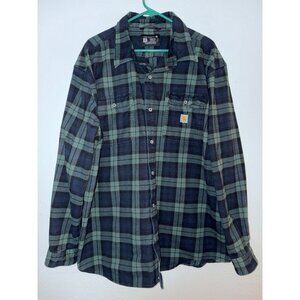 Carhartt Heavyweight Flannel Loose Fit Button-Down Work Shirt Size 2XL